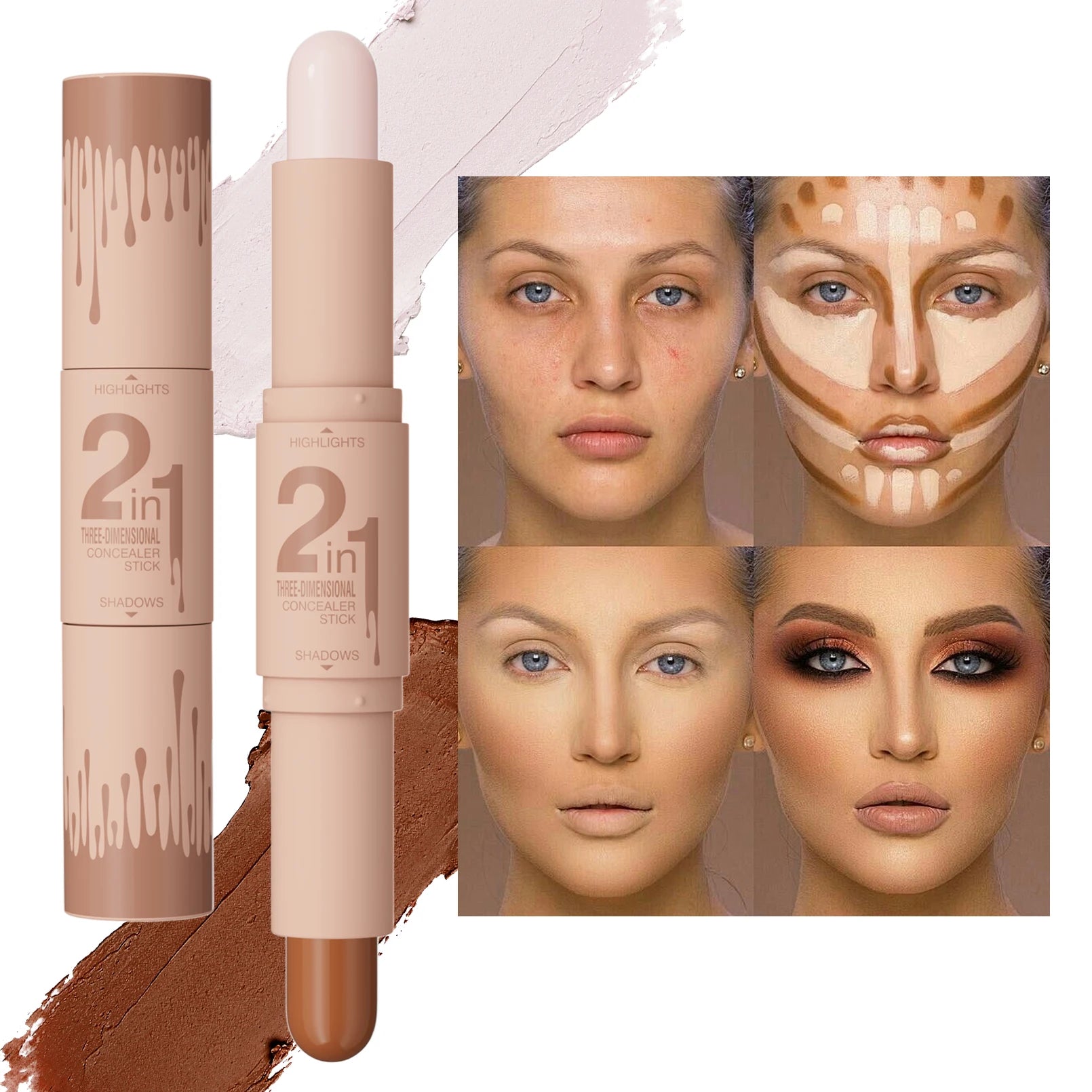 2-in-1 Contour & Highlight Stick — Nose Shadow, Bronzer & Brightening
