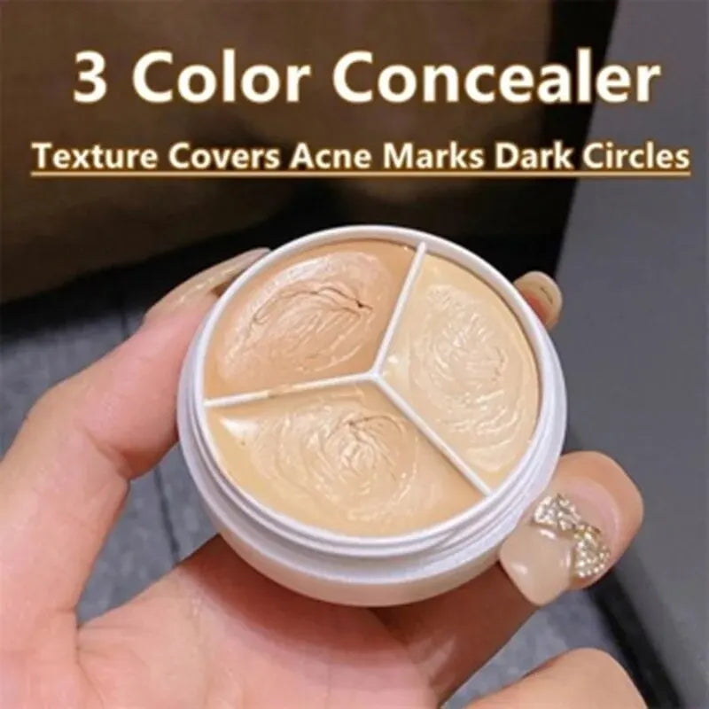 3-Color Concealer Palette — Full Coverage for Dark Circles, Blemishes & Scars