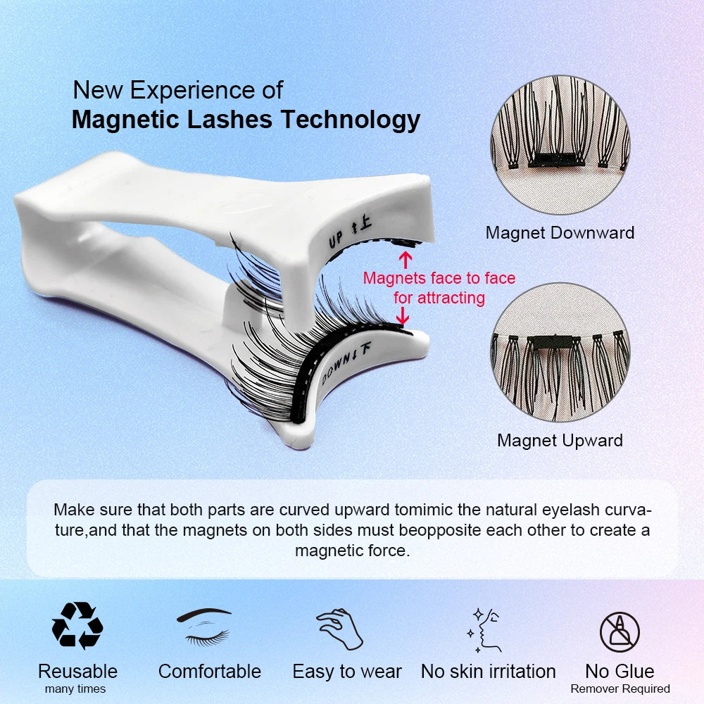 Magnetic Eyelashes Set — Reusable No-Glue False Lashes with Tweezers