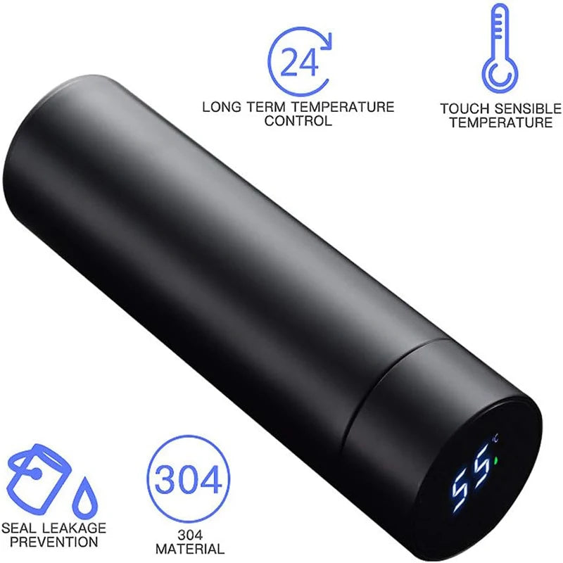 Smart Temperature Display Water Bottle – Stainless Steel Thermos