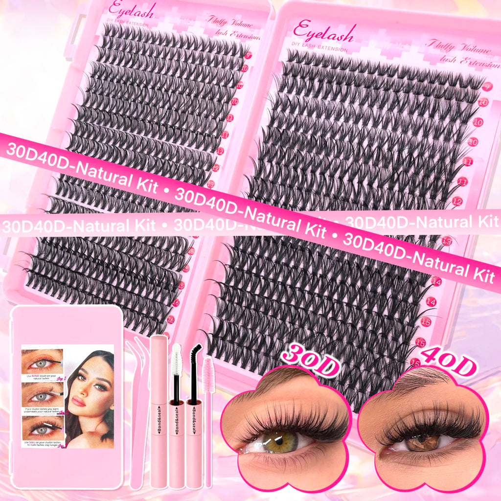 DIY Cluster Lash Extension Kit — Individual Lashes with Bond & Seal