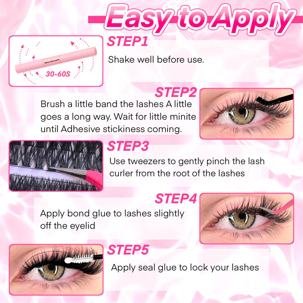 DIY Cluster Lash Extension Kit — Individual Lashes with Bond & Seal